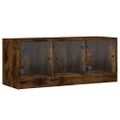 vidaXL TV skrinka so sklenenými dvierkami dymový dub 102x37x42 cm