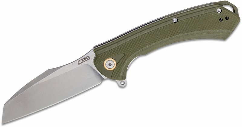 CJRB J1909-GNF Barranca vreckový nôž 9,4 cm, Stonewash, zelená, G10