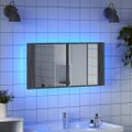 vidaXL LED kúpeľňová zrkadlová skrinka sivá sonoma 90x12x45 cm akryl