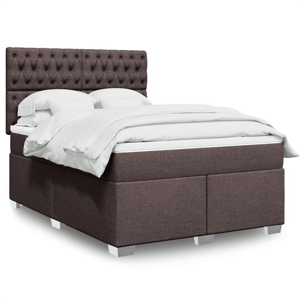 vidaXL Boxspring posteľ s matracom tmavohnedá 140x200 cm látka