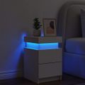 vidaXL Nočný stolík s LED svetlami biely 35x39x55 cm