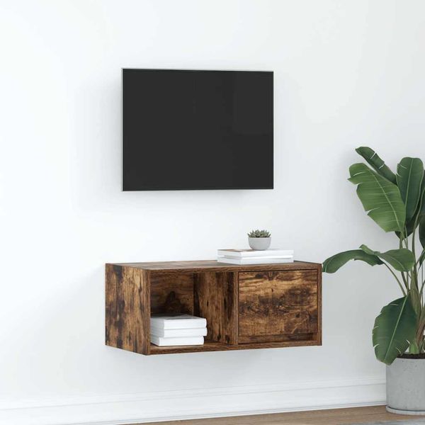 vidaXL TV skrinka, dymový dub 60x31x25,5 cm spracované drevo