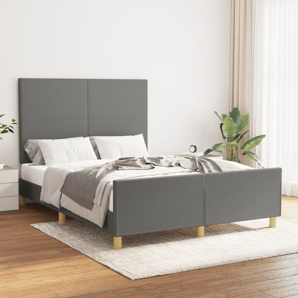 vidaXL Posteľ bez matraca tmavosivá 140x200 cm látka