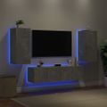 vidaXL 4-dielne TV nástenné skrinky s LED betónovo sivé kompozit.drevo