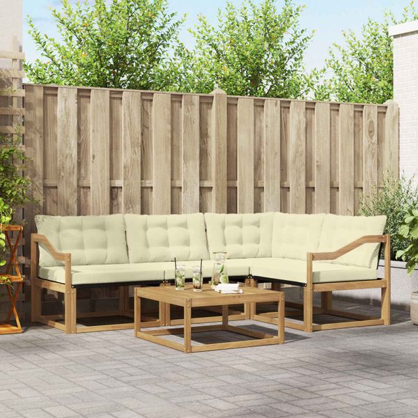 vidaXL Záhradná súprava gaučov 5 pcs Biela a krémová 79 x 79 x 37 cm