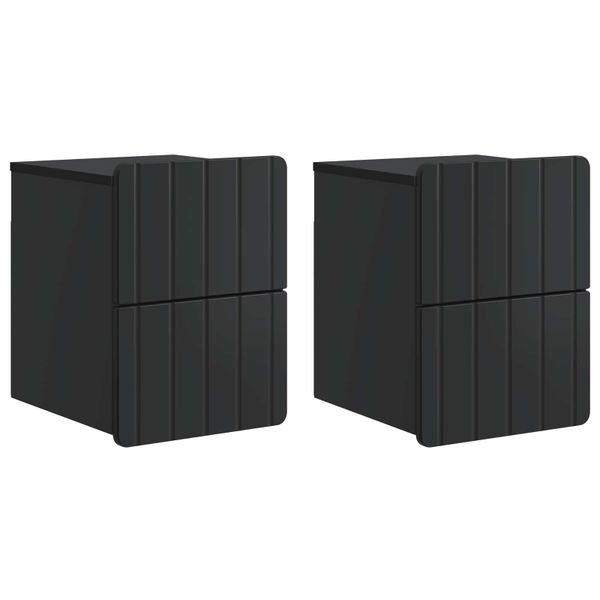 vidaXL Nástenná nočná skrinka Nástenný 2 pcs Čierna 33 x 34,5 x 43 cm