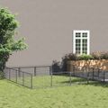 vidaXL Koterec pre psy strieborný 16 m² oceľ
