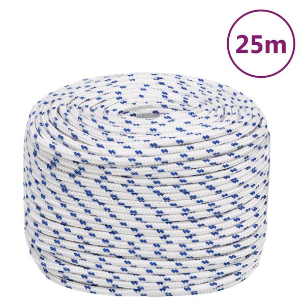 vidaXL Lodné lano biele 10 mm 25 m polypropylén