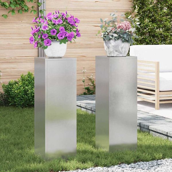 vidaXL Stojan na rastliny 2 pcs Strieborná 24 x 24 x 75 cm