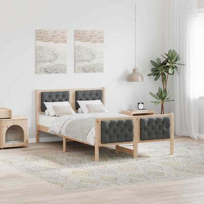 vidaXL Rám postele Tmavo šedá 120 x 190 cm Masívne borovicové drevo