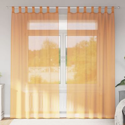 vidaXL voálové závesy s pútkami, 2 ks, oranžové, 140x245 cm