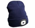 Čiapka s čelovkou 180lm, nabíjacia, USB, univerzálna veľkosť, bavlna/PE, modrá SIXTOL
