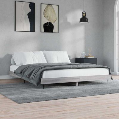 vidaXL Posteľný rám sivý dub sonoma 200x200 cm kompozitné drevo
