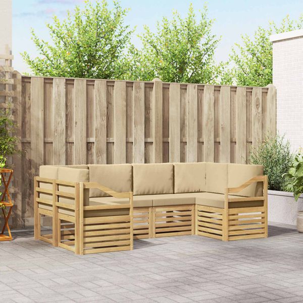 vidaXL Sada rohových gaučov 6 pcs Biela a béžová 245 x 126,5 x 73 cm