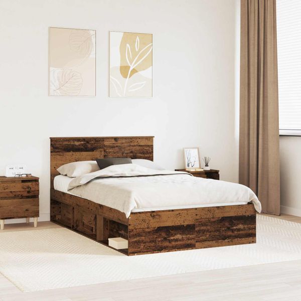 vidaXL Rám postele Staré drevo 120 x 200 cm Masívne borovicové drevo