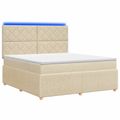 vidaXL LED boxspring posteľ s matracom Krémová 160 x 200 cm Látka