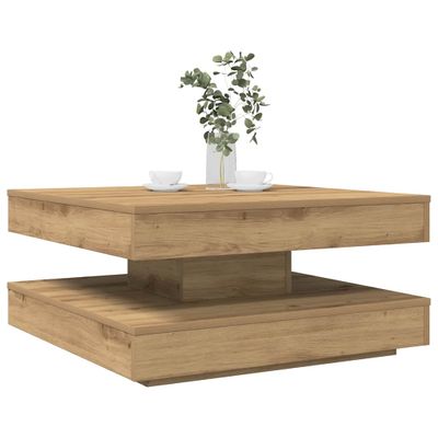 VidaXL Konferenčný stolík otočný o 360stupňov dub artisan 70x70x34,5cm