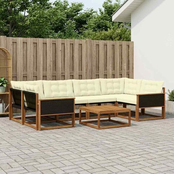 vidaXL Záhradná súprava gaučov s vankúšom 7 pcs Prírodná a krémová
