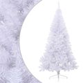 vidaXL Umelý polovičný vianočný stromček+stojan, biely 210 cm, PVC