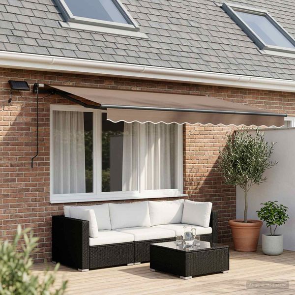 vidaXL Sklopná markíza Sivohnedá 400 × 300 cm Tkanina a hliník
