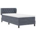 vidaXL Posteľ s pružinovým rámom Tmavo šedá 100 x 200 cm Zamat