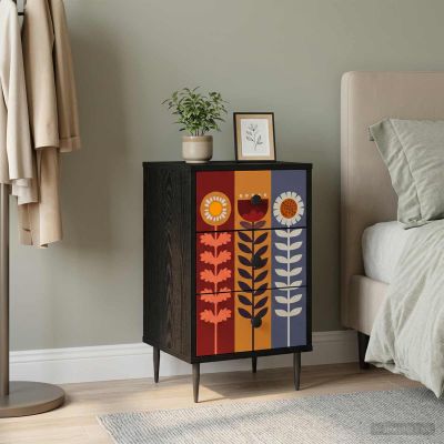 vidaXL Nočný stolík ESSEN Čierny dub 36 x 33 x 61 cm Kompozitné drevo
