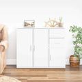 vidaXL Komoda biela 91x29,5x75 cm spracované drevo