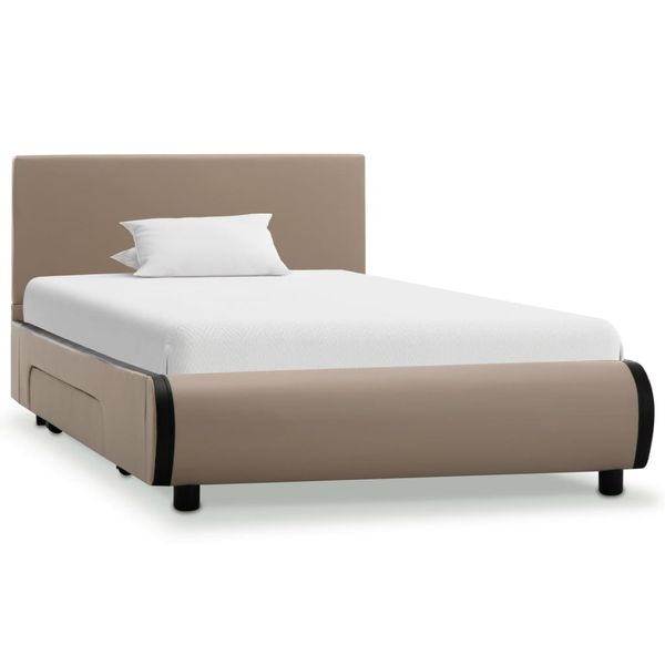 vidaXL Posteľný rám so zásuvkami kapučínový 90x200 cm umelá koža