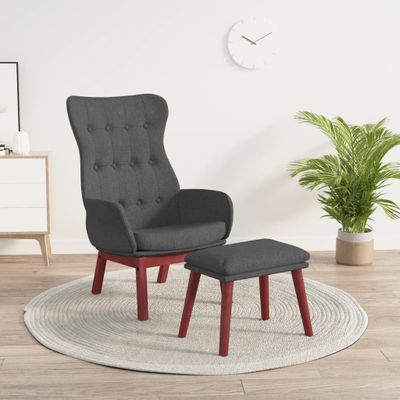 vidaXL Relaxačné kreslo s podnožkou tmavosivé látka