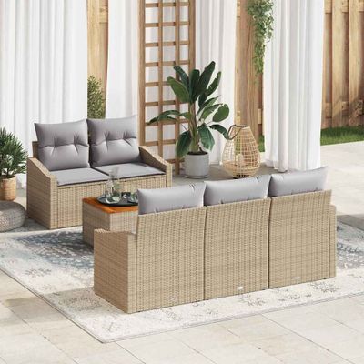 vidaXL Súprava záhradných pohoviek 6 pcs Beige a svetlo šedá polyratan