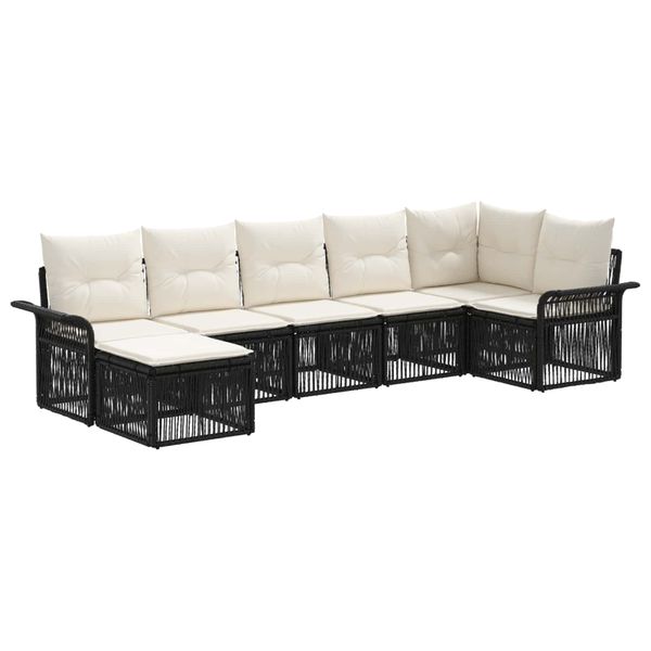 vidaXL Súprava záhradných pohoviek 7 pcs Čierna polyratan
