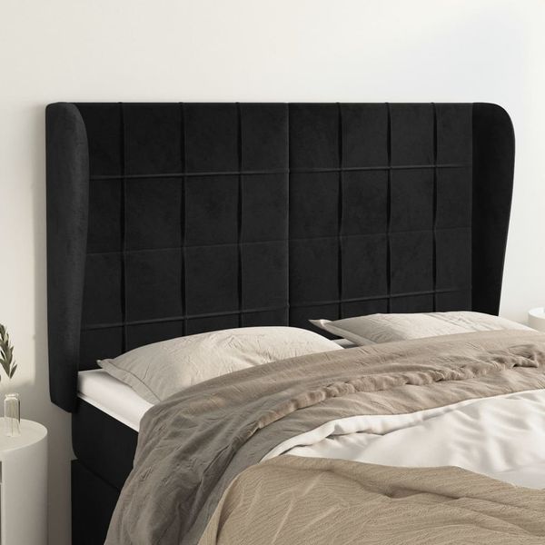 vidaXL Čelo postele so záhybmi čierne 147x23x118/128 cm zamat