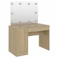vidaXL Toaletný stolík s LED svetlami 110x55x145 cm MDF dubový