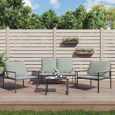 vidaXL 4-dielna záhradná sedacia súprava s podložkami antracitová oceľ
