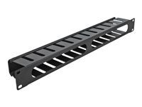 Stojanový panel na usporiadanie káblov - čierna - 1U - 19"
