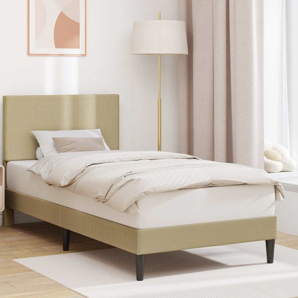 vidaXL Rám postele Svetlozelená šedá 90 x 200 cm Kordúrová tkanina
