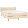 vidaXL Posteľný rám boxspring s matracom krémový 140x200 cm látka