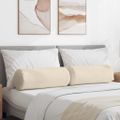 vidaXL Podložkové vankúše 2 pcs Béžová Ø 25 x 70 cm Mikrovlákno
