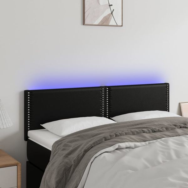vidaXL Čelo postele s LED čierne 144x5x78/88 cm umelá koža