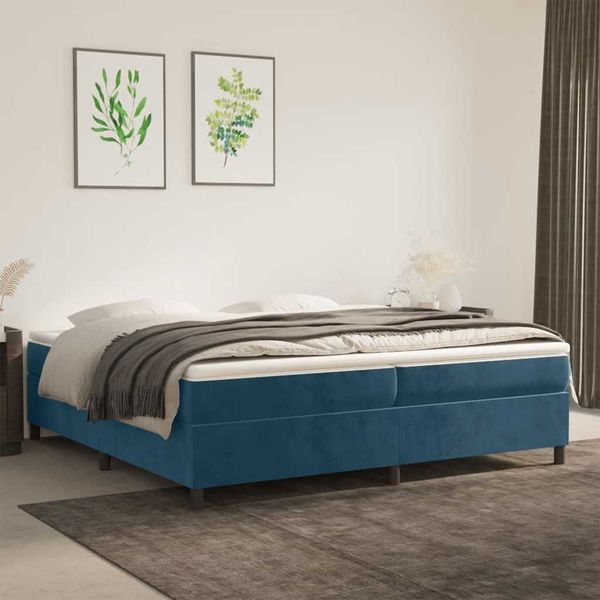 vidaXL Posteľný rám boxsping s matracom tmavomodrý 200x200 cm zamat