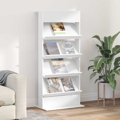 vidaXL Regál na časopisy Biela 70 x 41 x 156 cm Kompozitné drevo