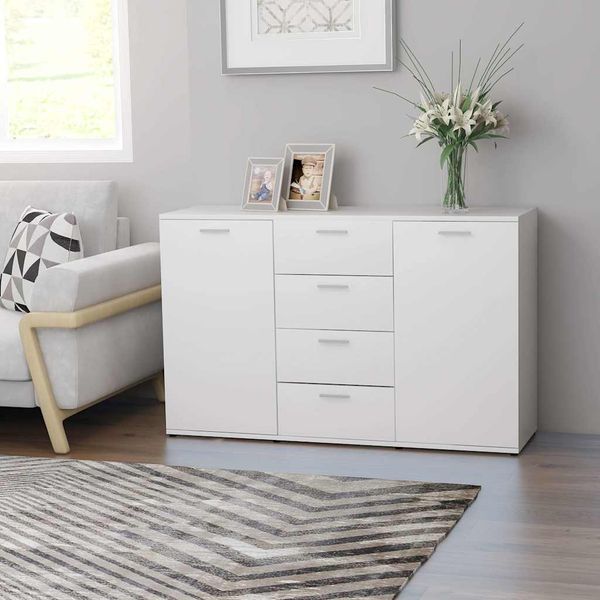 vidaXL Komoda, biela 120x35,5x75 cm, kompozitné drevo