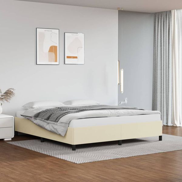 vidaXL Posteľný rám krémový 160x200 cm umelá koža