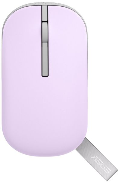 ASUS MD100/Cestovná/Optická/1 600 DPI/USB+BT/Fialová Myš, bezdrôtová, optická, 1600DPI, 3 tlačidlá, Bluetooth, 2,4GHz, USB, 1× AA, fialová