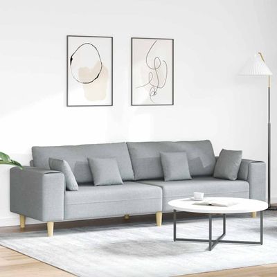 vidaXL Pohovka s vankúšom Svetlosivá 250 x 77 x 76 cm látka