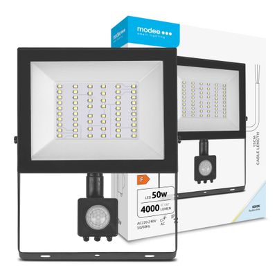 Modee LED Reflektor E-series + senzor 50W 120° 4000lm studená biela (ML-FLS6000K50WSEN)