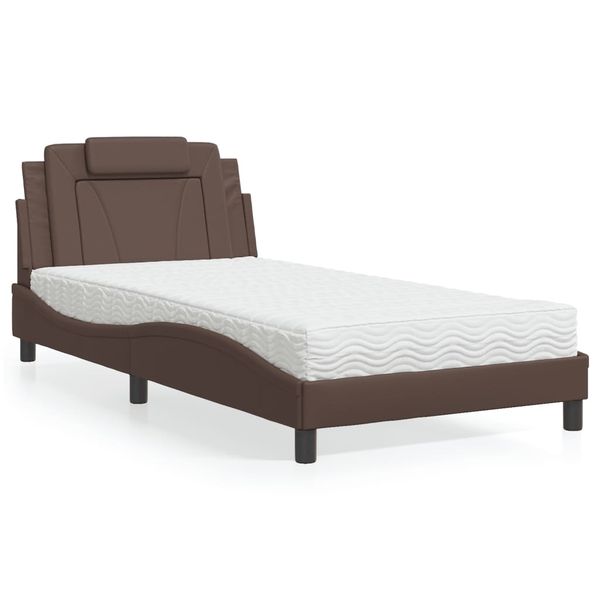 vidaXL Posteľ Viana s matracom hnedá 100x200 cm umelá koža