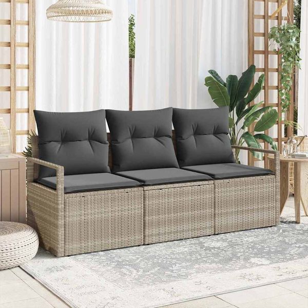 vidaXL Sada pohoviek 3 pcs Svetlosivá polyratan