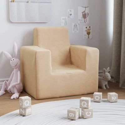 vidaXL Detská pohovka krémová mäkký plyš
