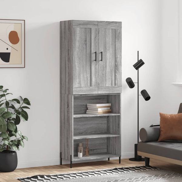 vidaXL Vysoká skrinka sivý dub sonoma 69,5x34x180 cm spracované drevo